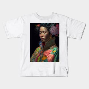 Geisha in floral kimono Kids T-Shirt